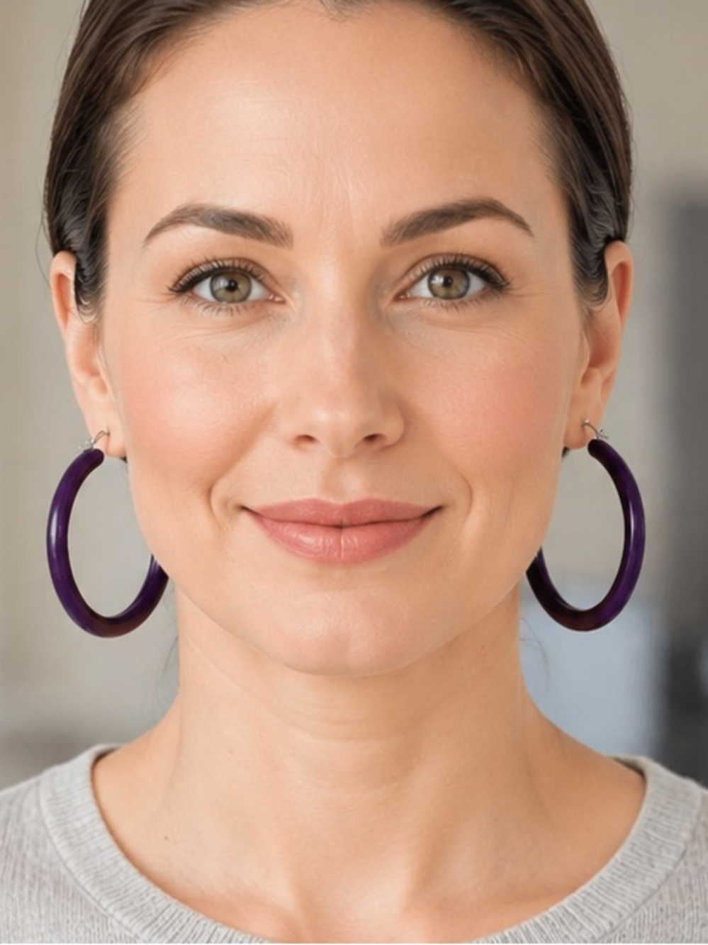 Large Purple Acrylic Hoop Earrings Retro Y2k Statement 2.5" Hoops